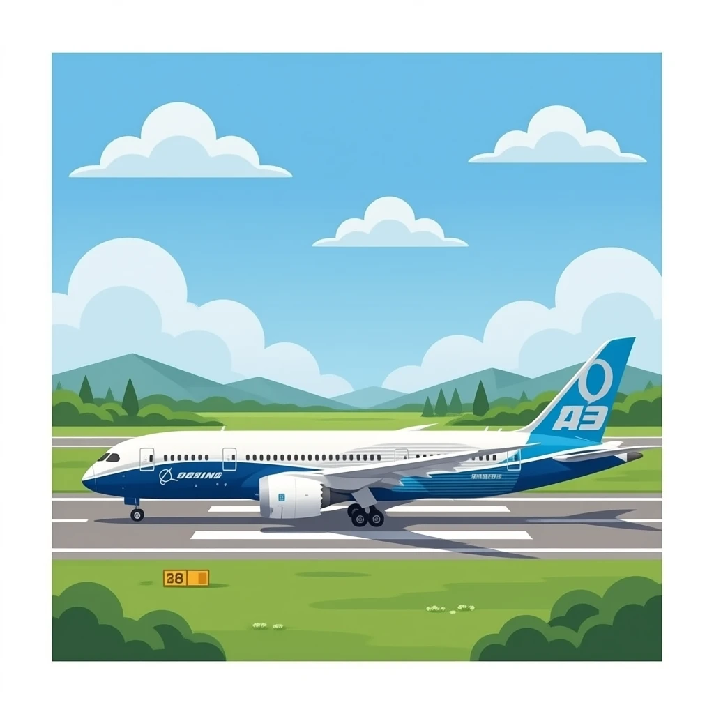 A Boeing 787 and a 797 on the runway at the airport. emoji