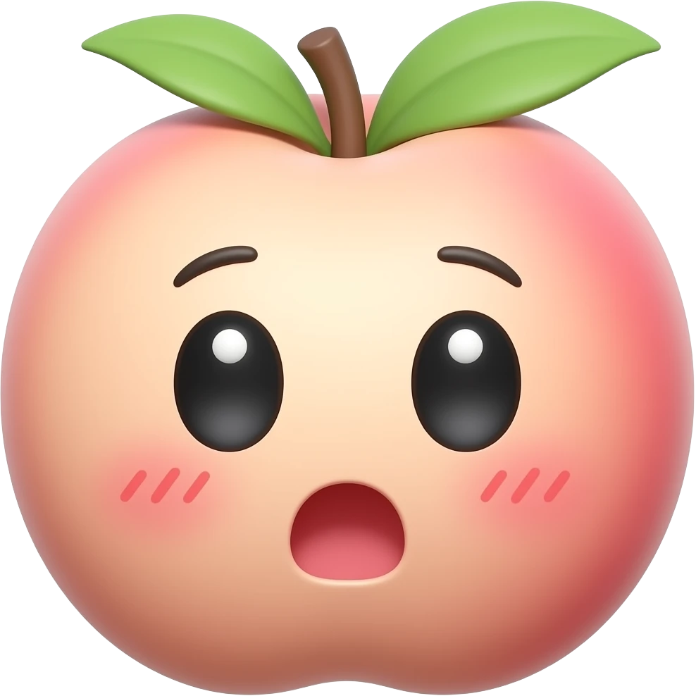 A naughty 3D peach emoji sticker with a playful slap mark, shocked blushing face, tiny motion lines, cheeky adult humor vibe, glossy style, clean white background, soft shadow, no text, no watermark, non-explicit emoji