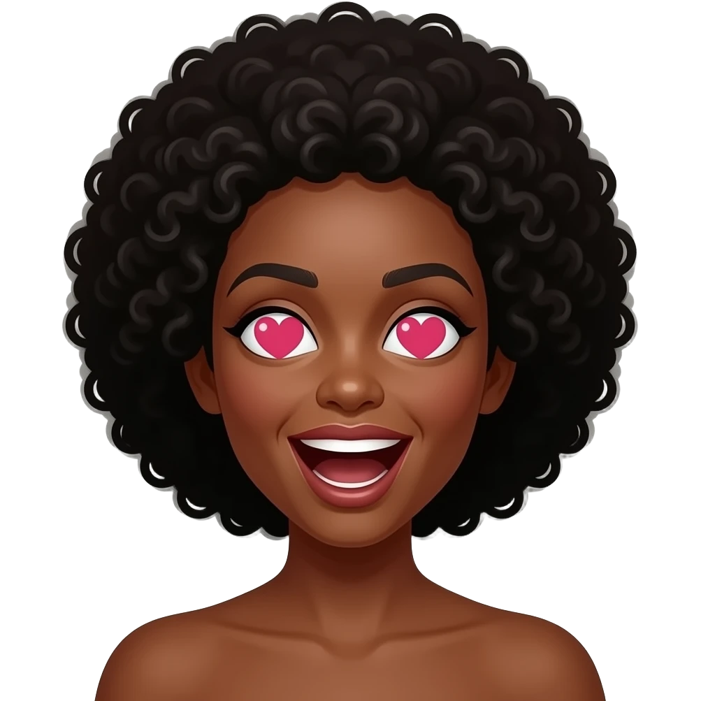 Black Women with hearts for  eyes snd mouth wide open emoji