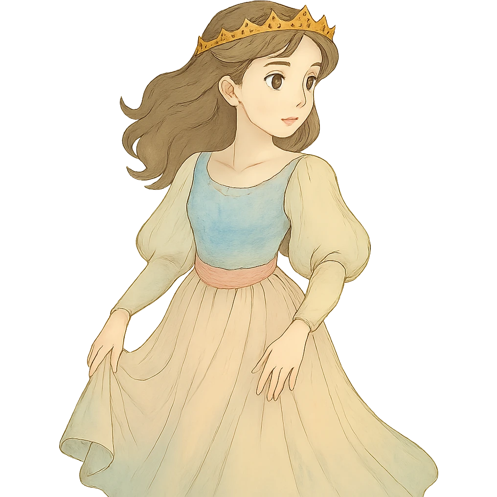 Add a crown to the princess, keep the style consistent with the original image, and maintain a transparent background. emoji