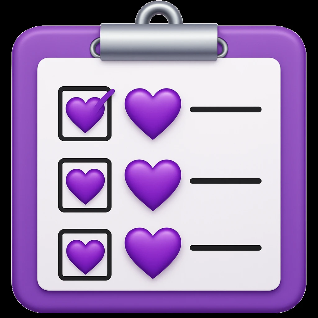 checklist purple heart emoji  emoji