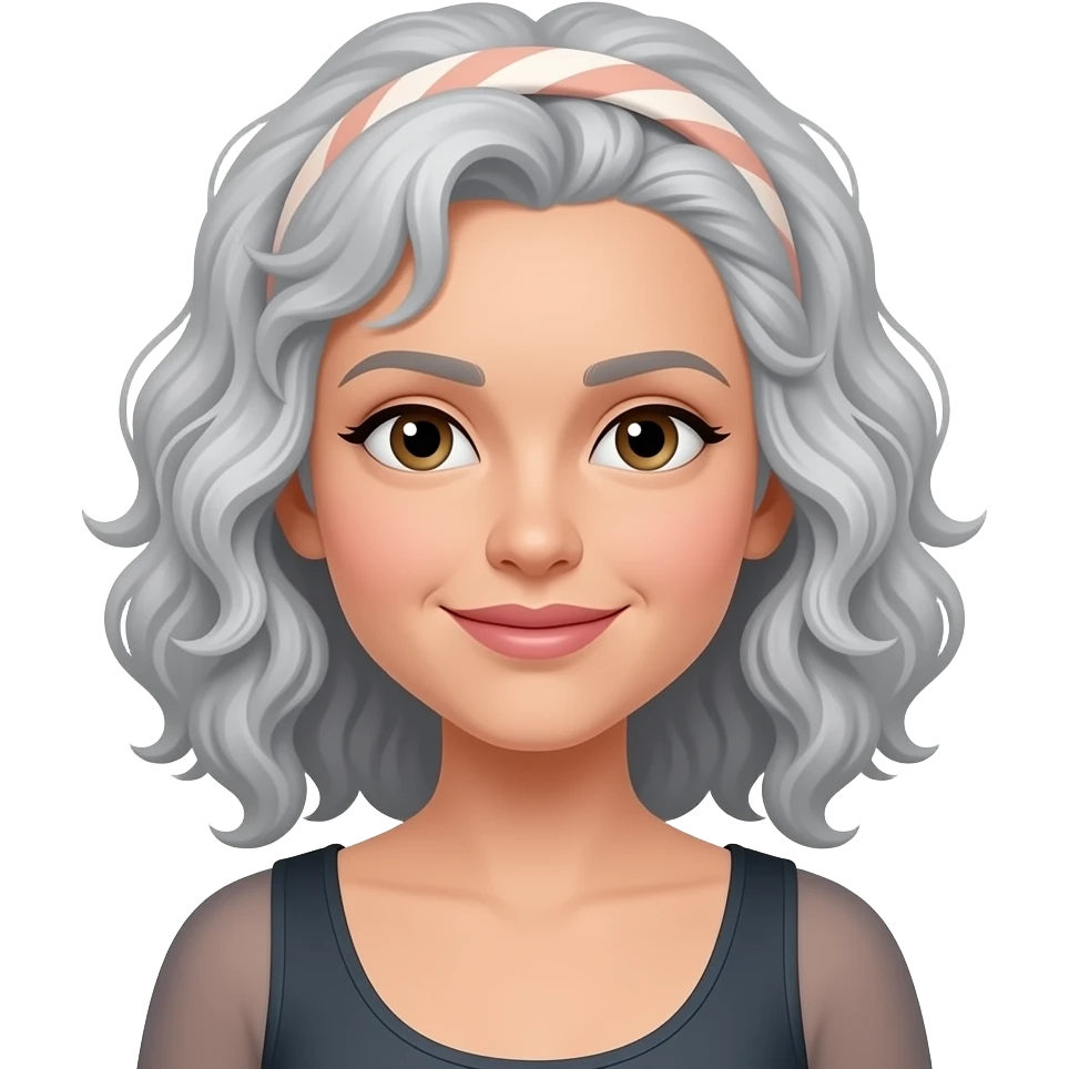 Gray curly hair woman with a headband emoji