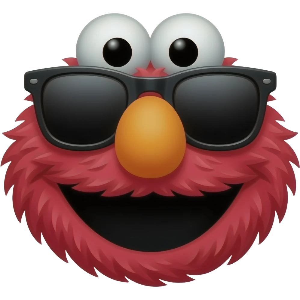 A funny Elmo meme give Elmo cool sun glasses and make him say wat up emoji