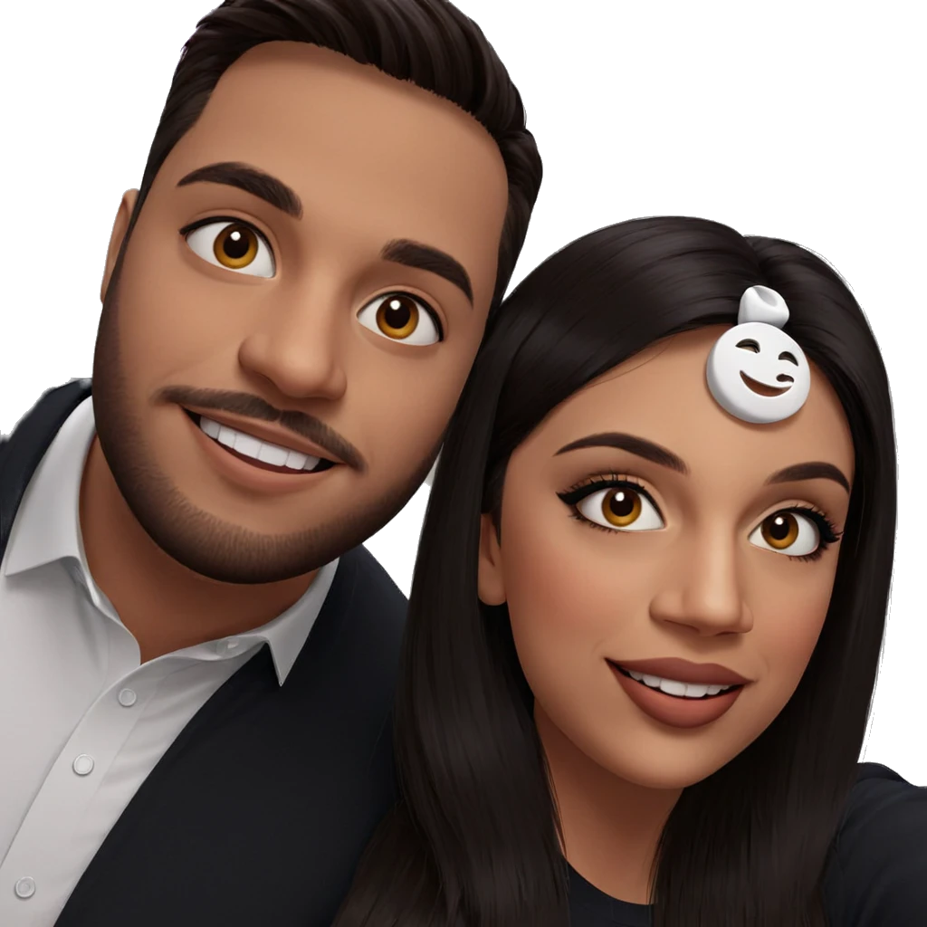 smiling couple portrait together emoji