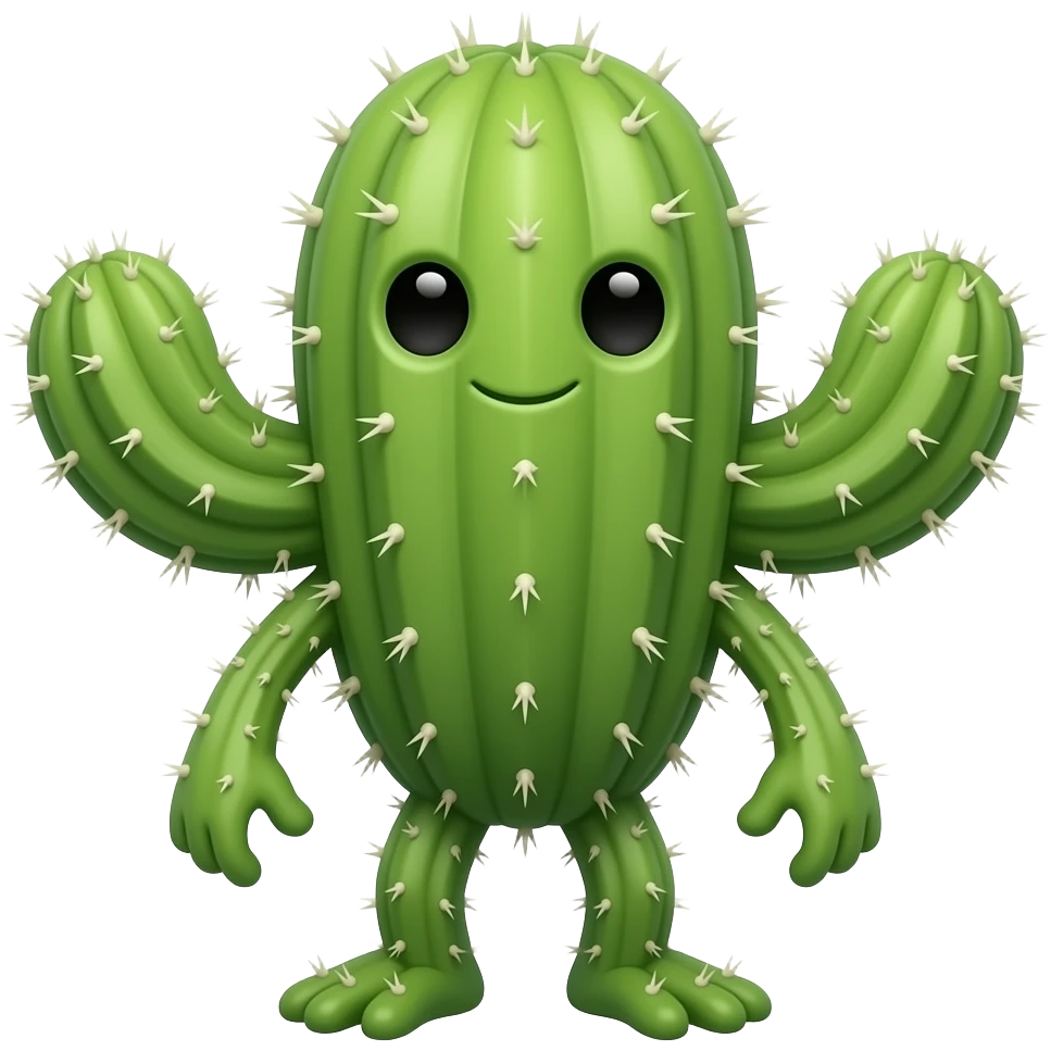 A cactus. Make the cactus to have legs and arms. Make the cactus have no spikes emoji
