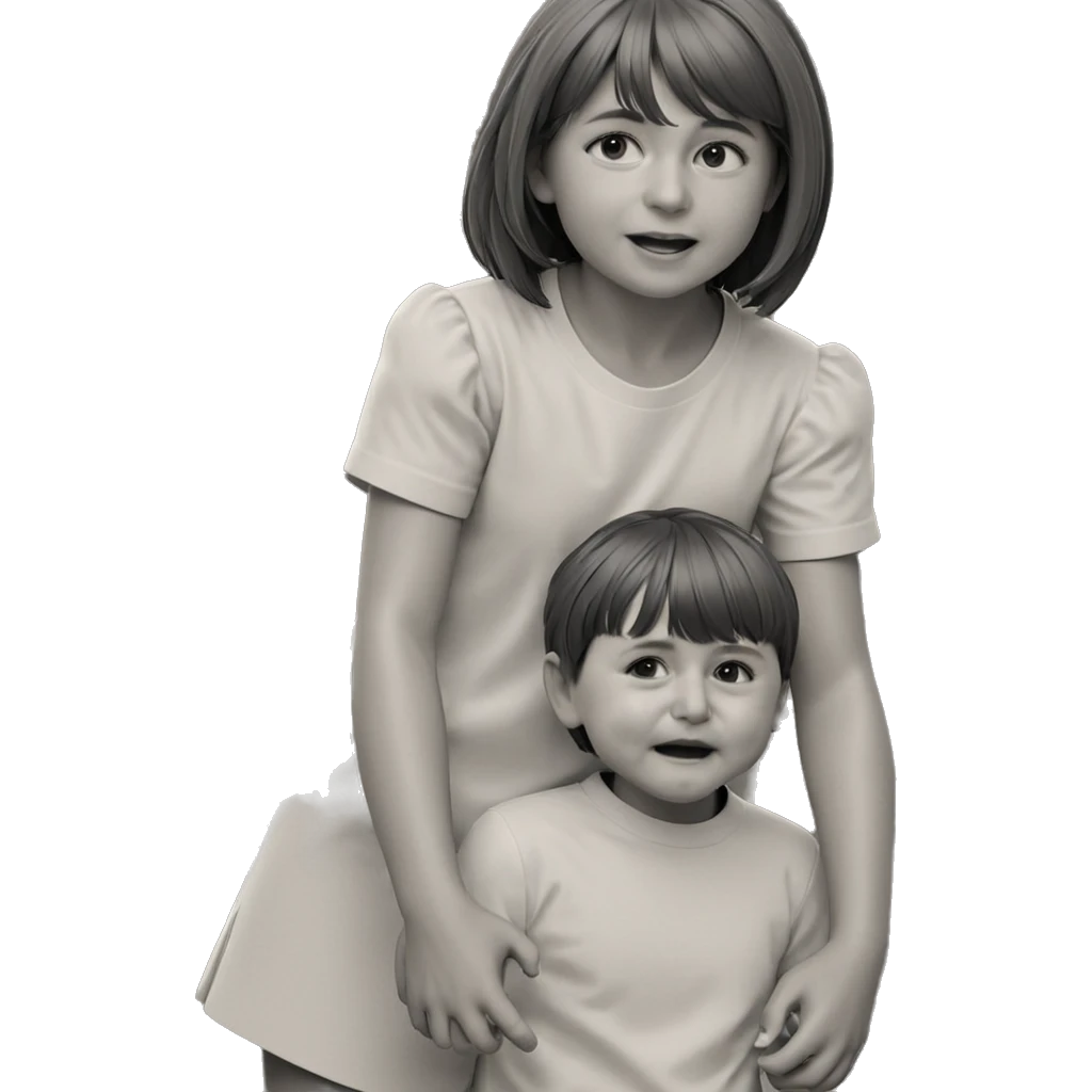 monochrome girl and boy portrait emoji