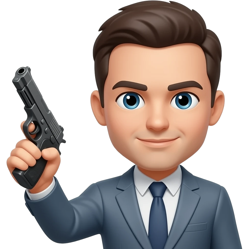 Pistol vertical emoji left side face emoji