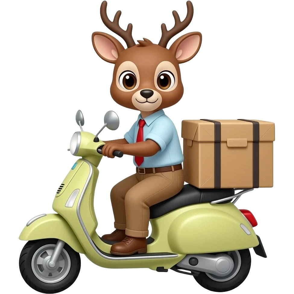 pretty deer who works as a courier on a scooter emoji