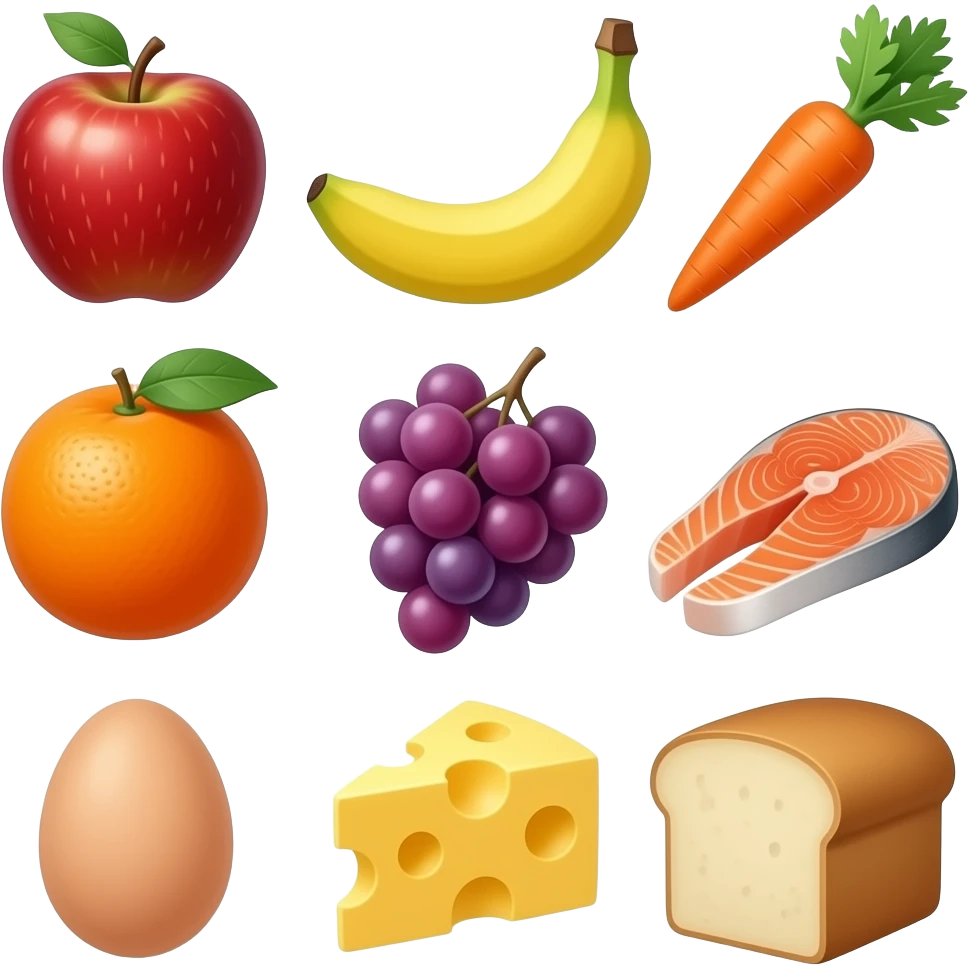Lista enumerada de alimentos emoji