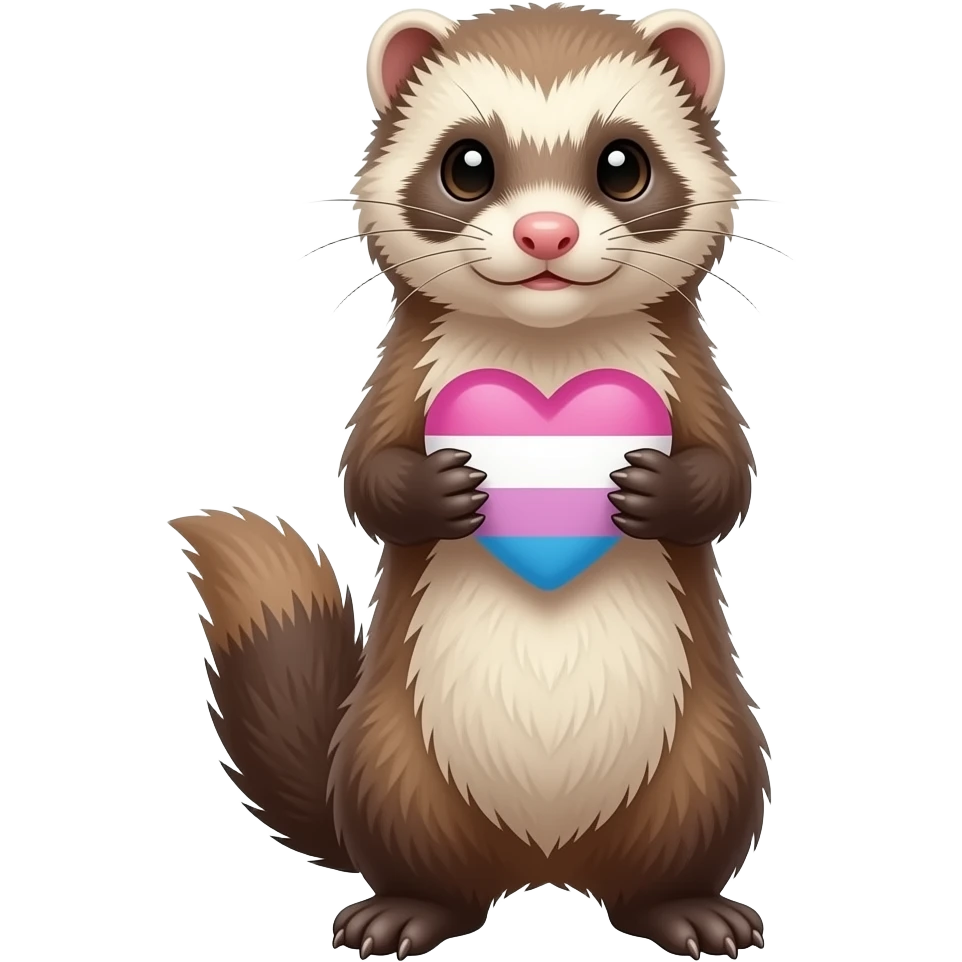 Ferret holding bisexual heart emoji
