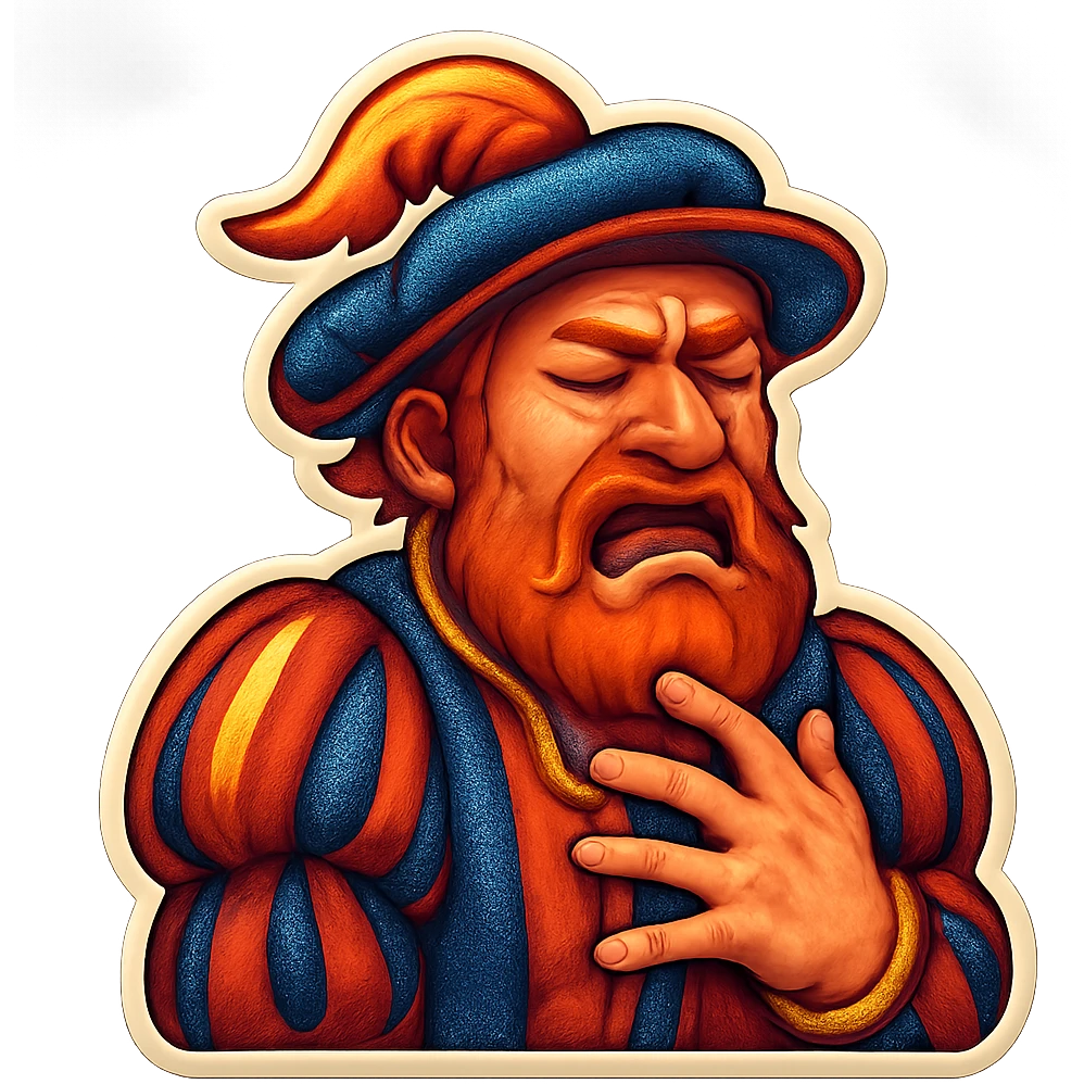 Red-bearded Landsknecht showing disgust emoji