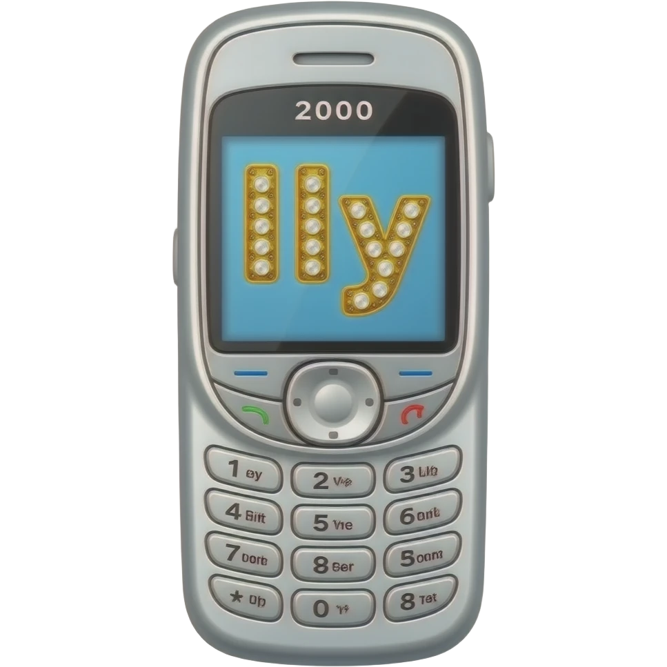 Flip phone silver nokia 2000s bedazzled with "Ily" message emoji