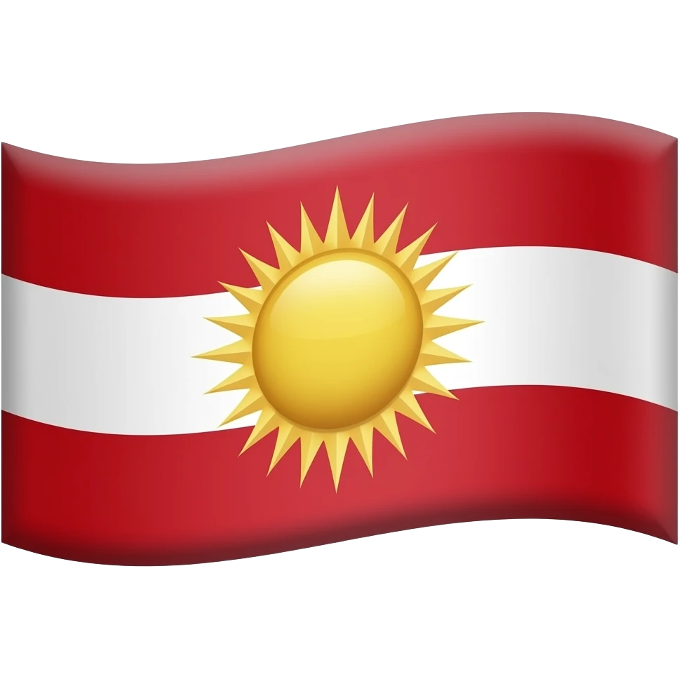 Красно белый флаг в два цвета а посередине солнце эмодз emoji