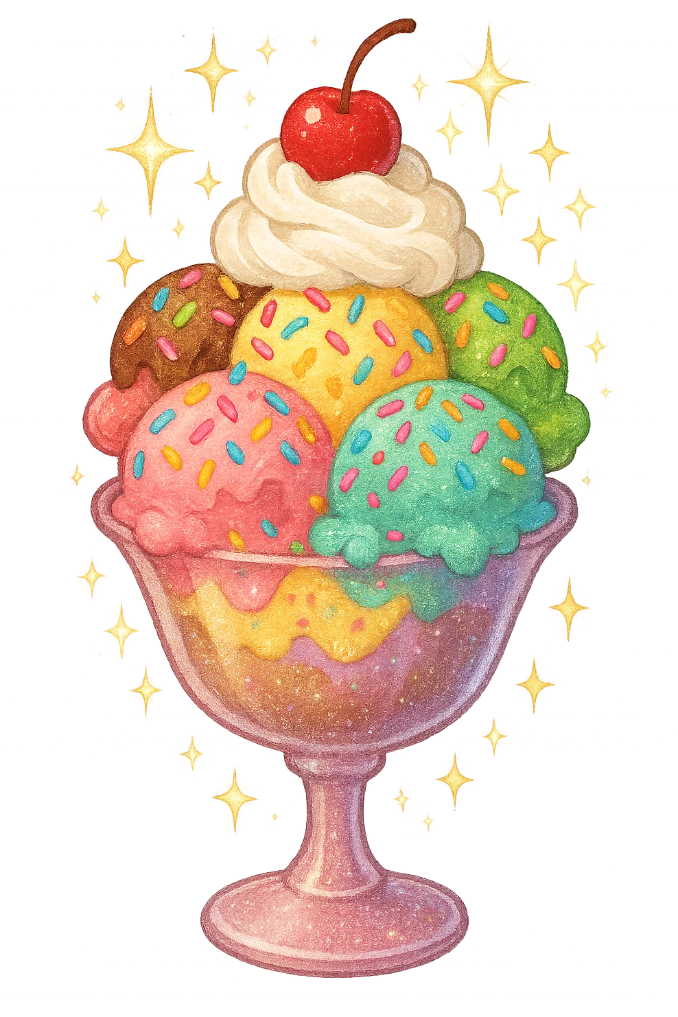 sparkling ice cream sundae emoji