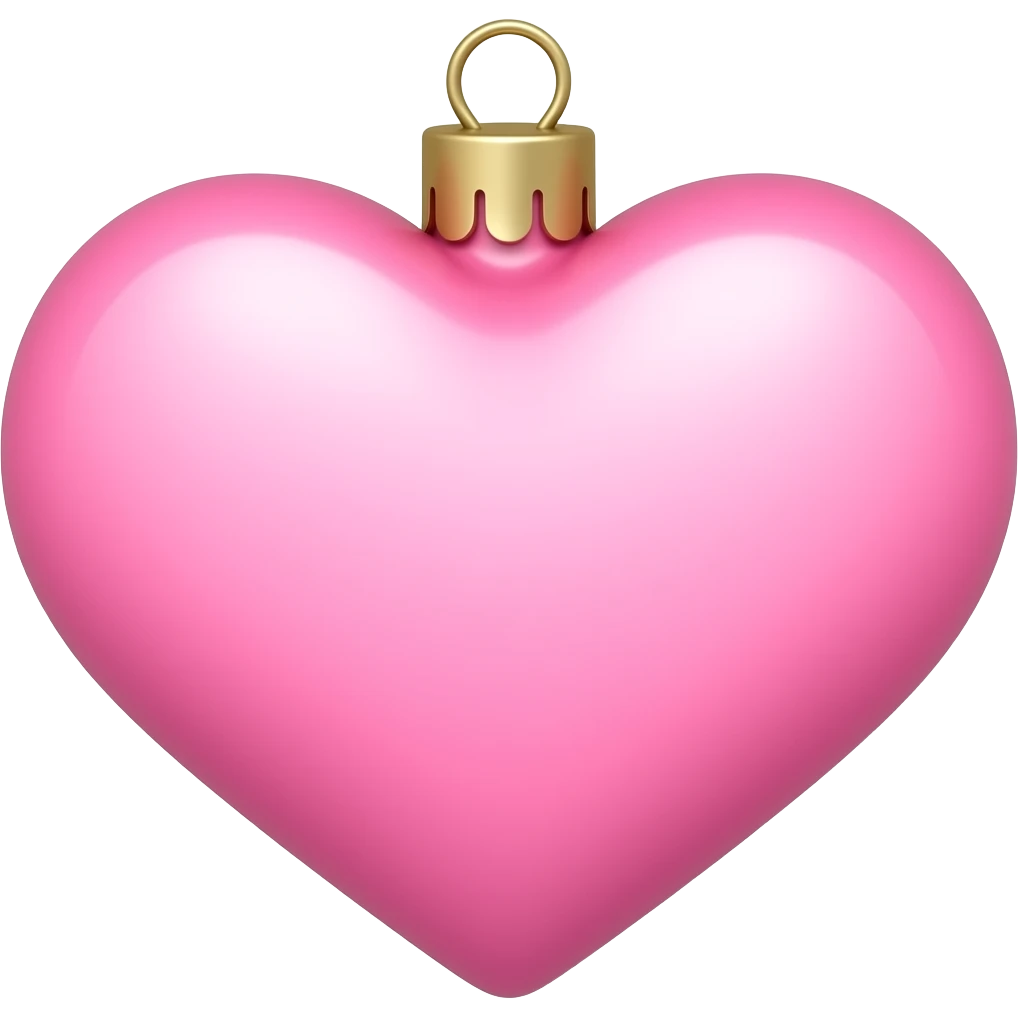 pastel pink heart shaped christmas ornament emoji