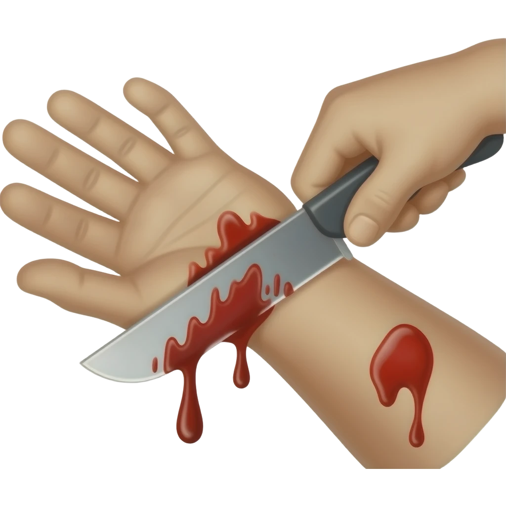 razor blade cutting forearm and bleeding emoji