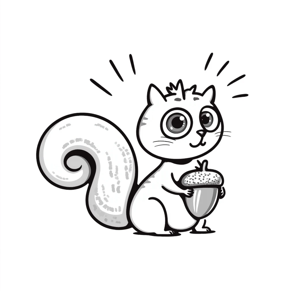 Hand-drawn confused squirrel with spiral eyes and dizzy expression emoji