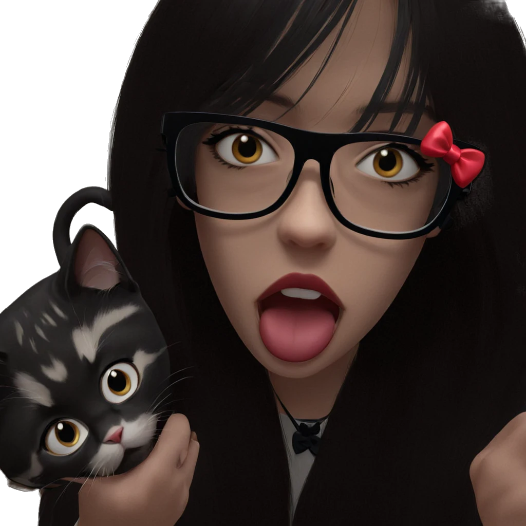 girl with cat and bow emoji