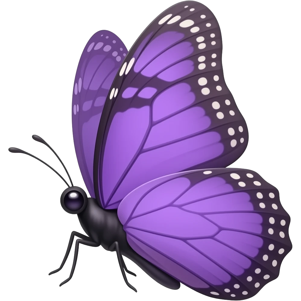 Фиолетовая бабочка крупным планом, смотрит вбок emoji