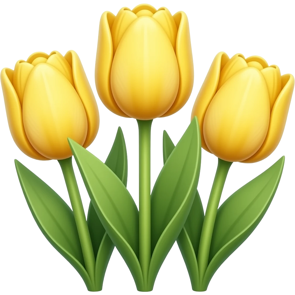 нарисуй желтые объёмные тюльпаны с лоском emoji