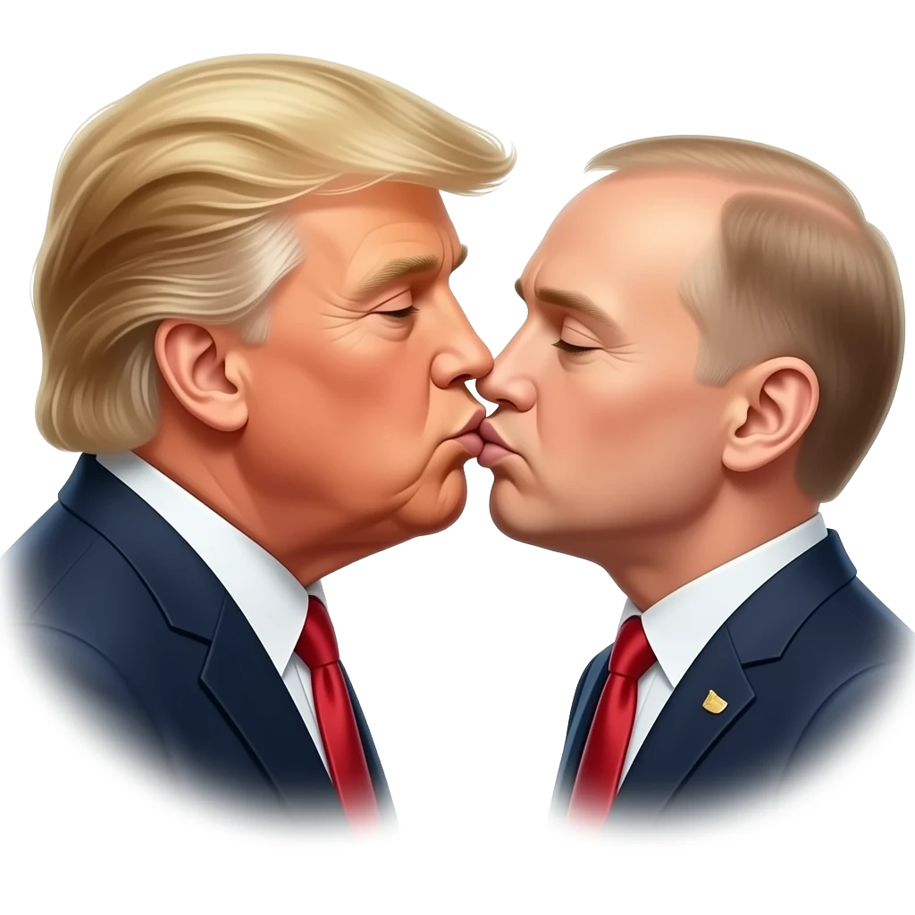 Trump kissing Putin’s ass NOT his lips emoji