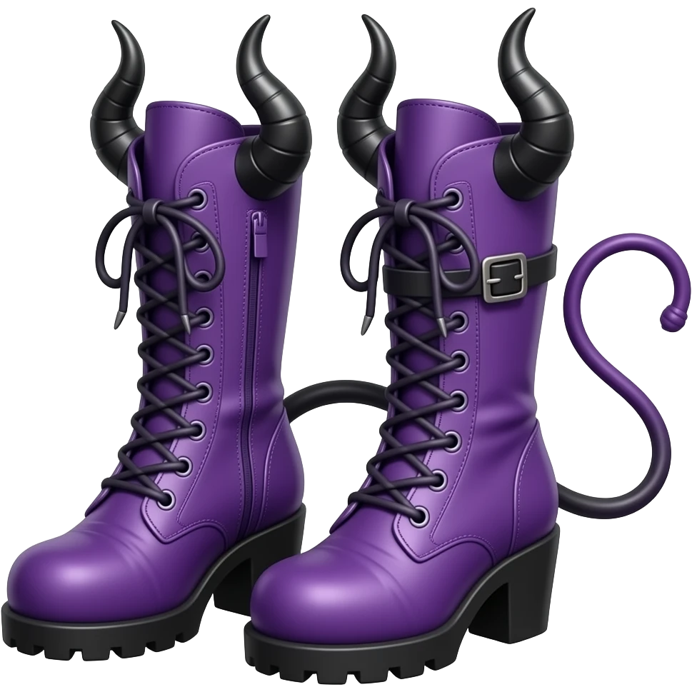 emote of demonia boots sexy make it purple, same as the other one but purple instead of red, black demonia sexy boots, but the horns and devil whip purple emoji