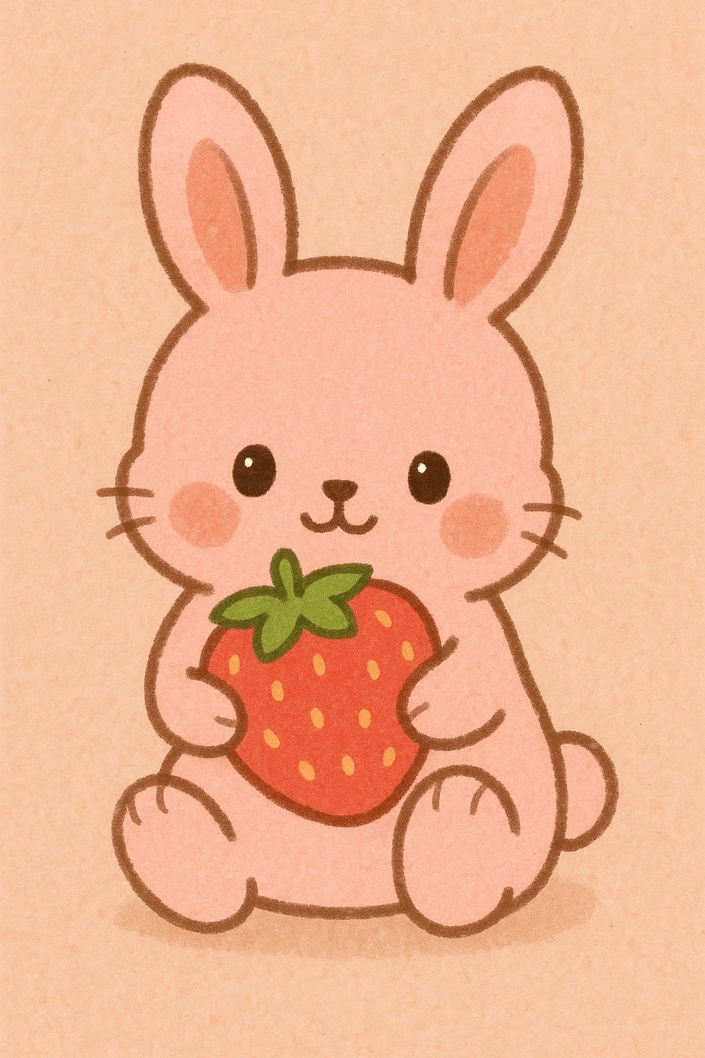 pink bunny holding strawberry emoji