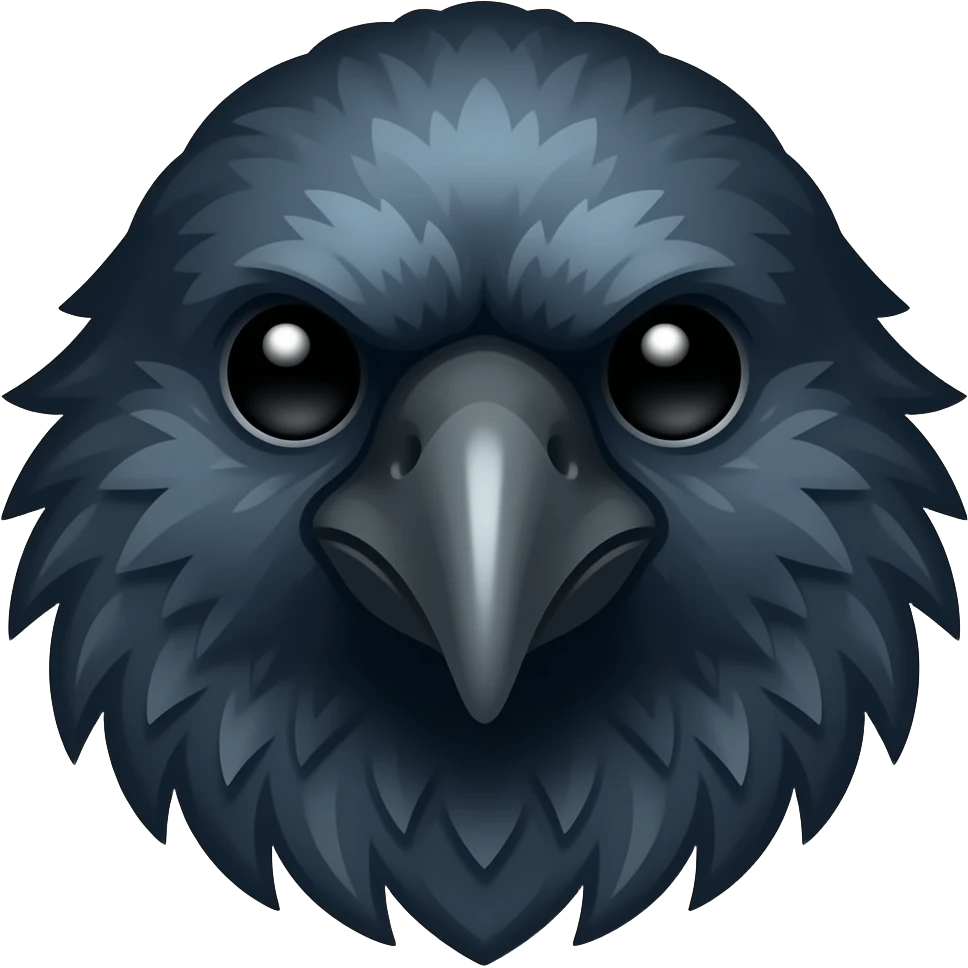 thick black outline, raven emoji, thick black outline, simple cartoon emoji