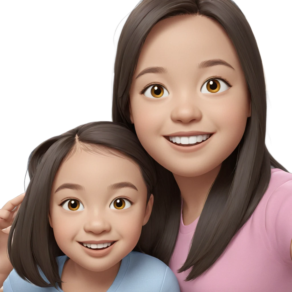 smiling girls indoors with long hair emoji