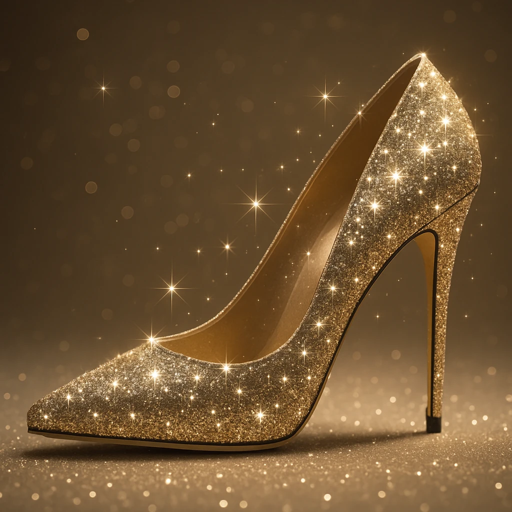 high heel shoe with sparkles, slay object, glamorous and stylish emoji