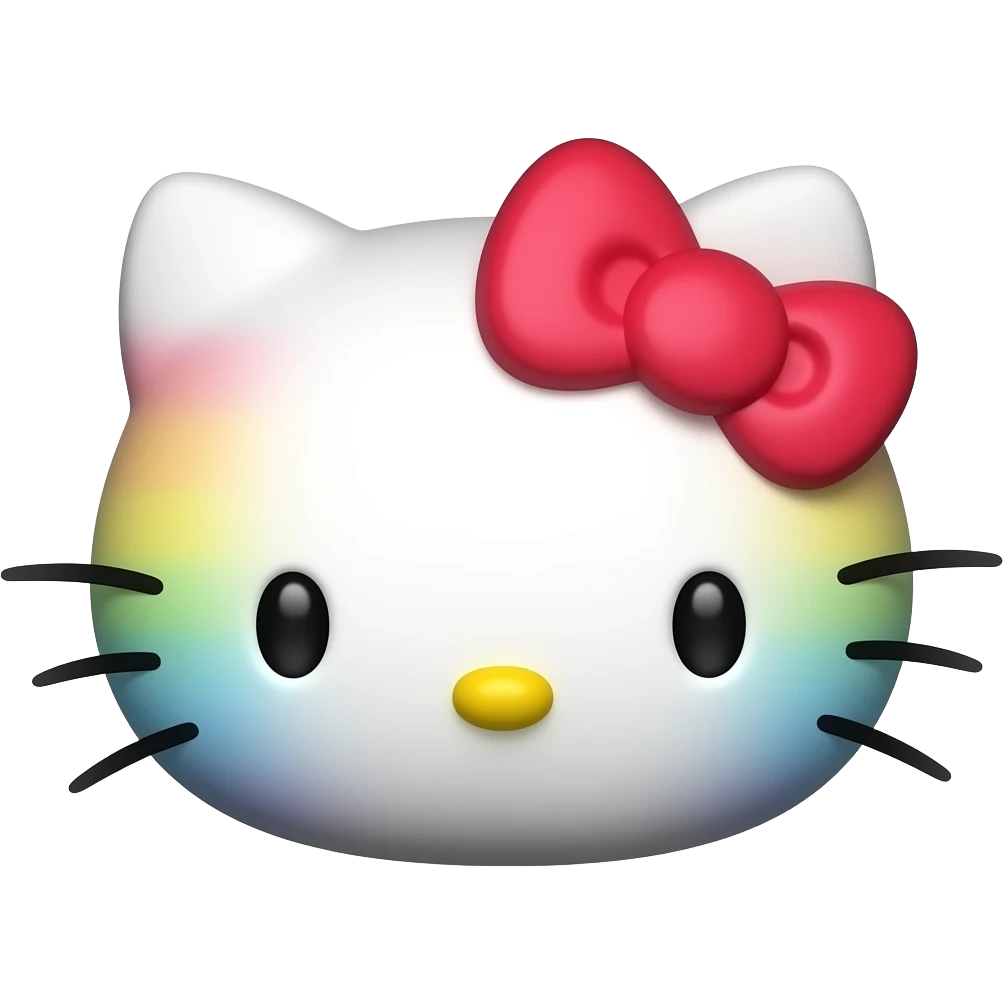 hello kitty face 3d raimbow shadow emoji