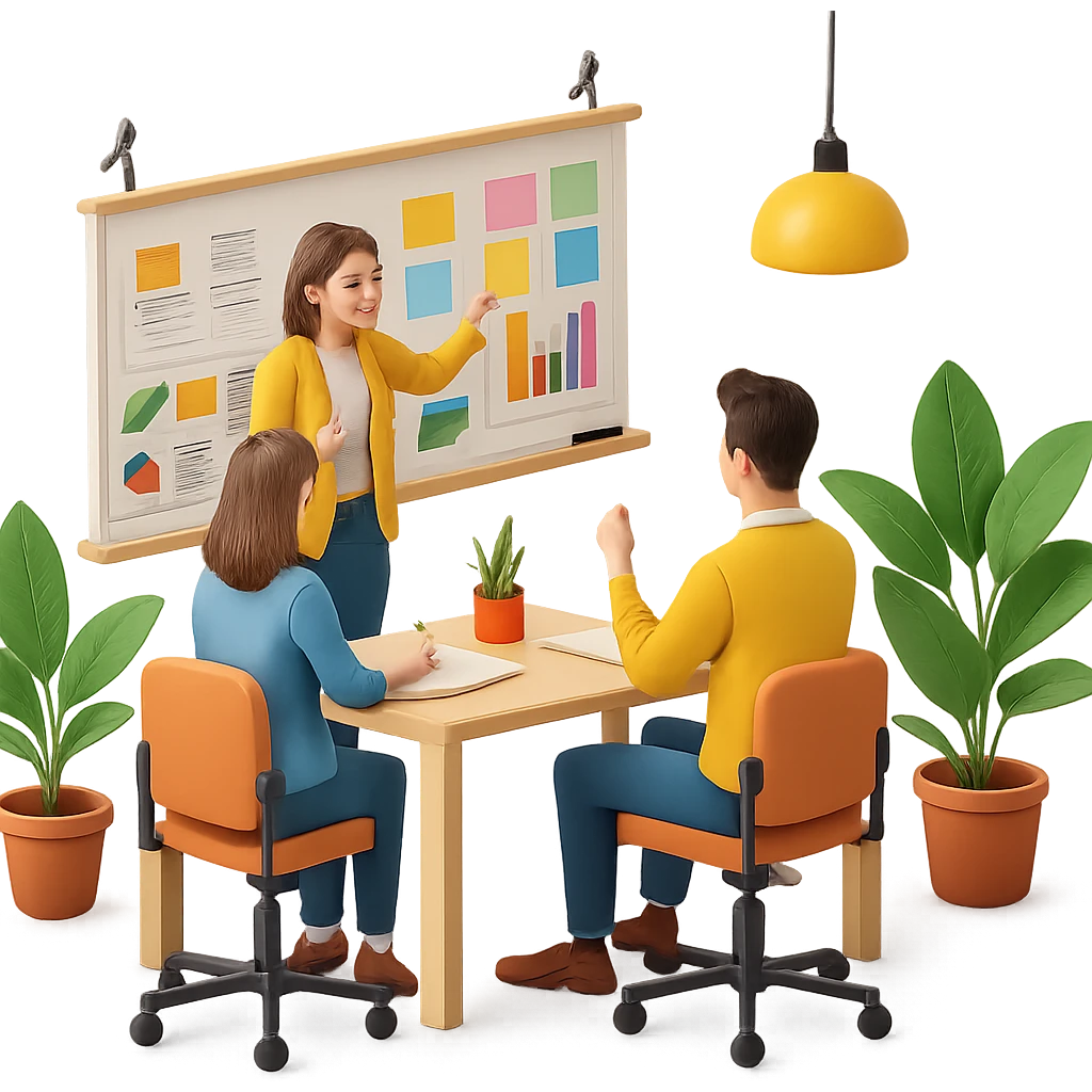 Add colorful sticky notes to the whiteboard in skeuomorphism style with a transparent background. The style should reflect skeuomorphism icon style with realistic shading and depth, maintaining the transparent background as requested. emoji