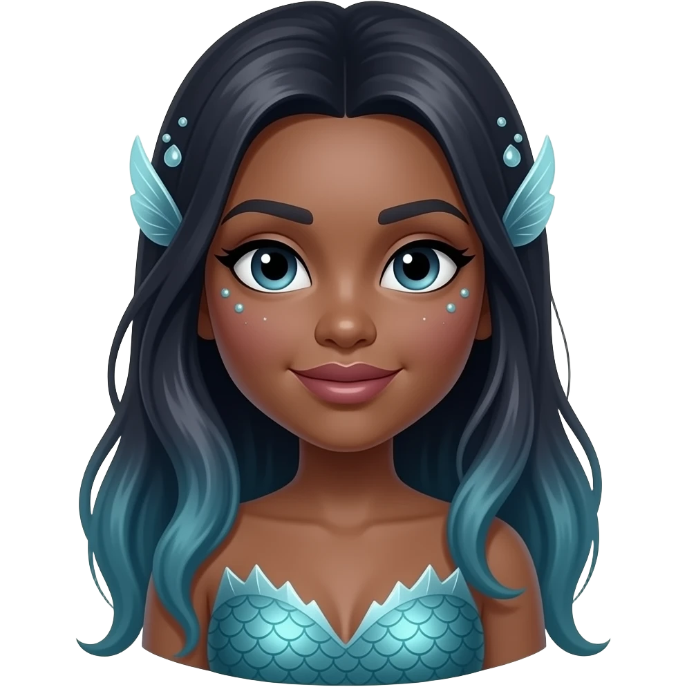 A dark female siren mermaid emoji