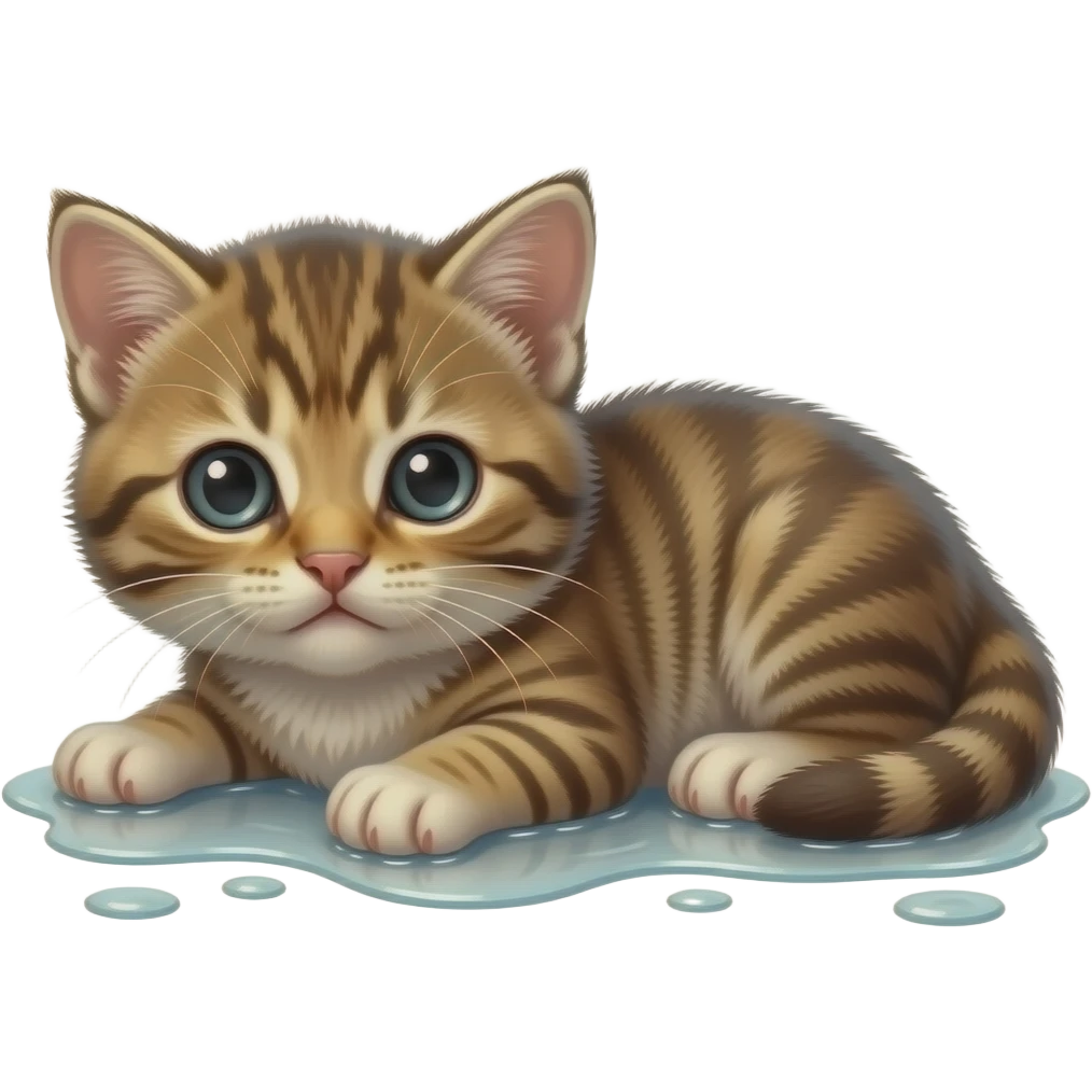 Newborn scared laying down drenched scrunkly kitten emoji