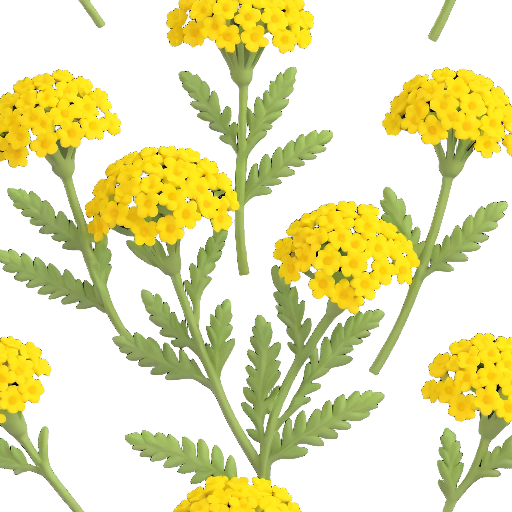 3D iOS emoji style, cartoonish and dimensional yellow yarrow flower, no anthropomorphic features, natural volume and color emoji