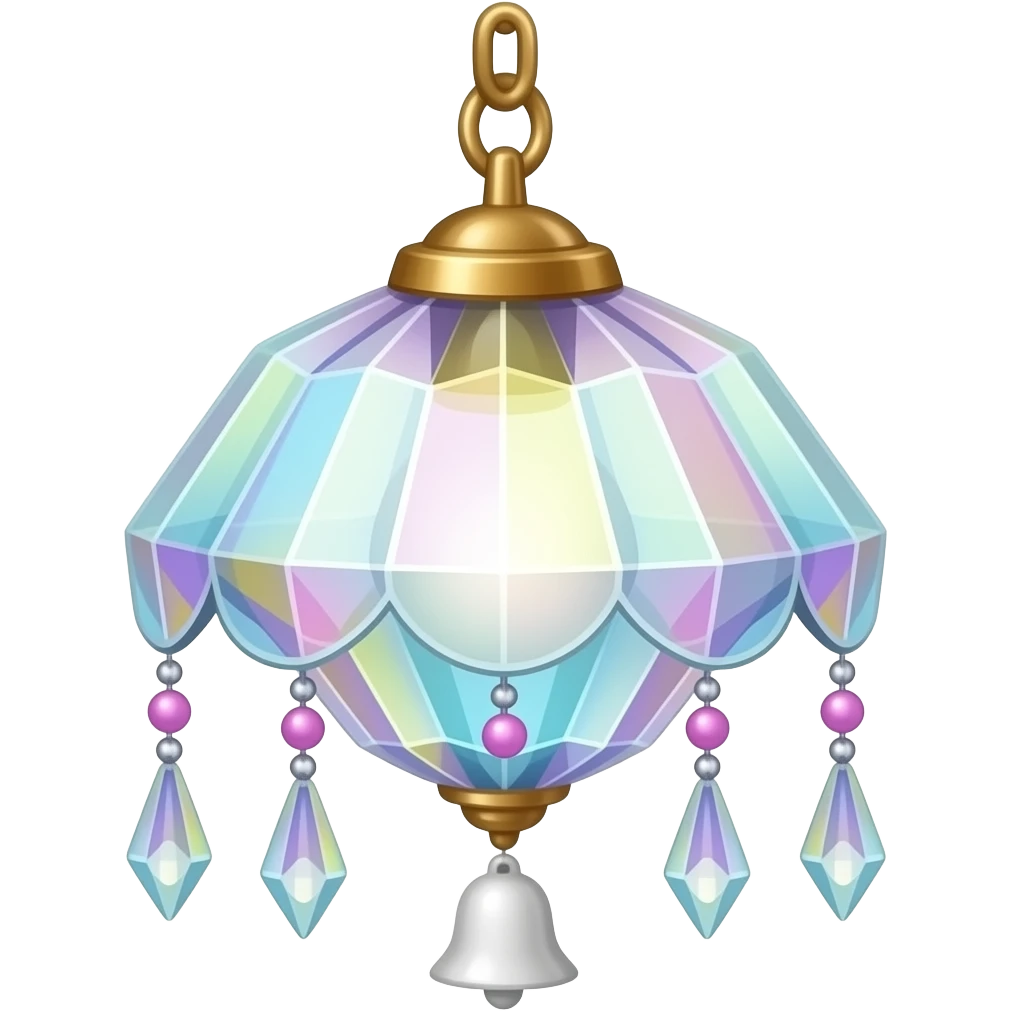 Hanging Iridescent pastel whil the moonlight of a e crystals white-pearly suncatcher with bell LAMP emoji