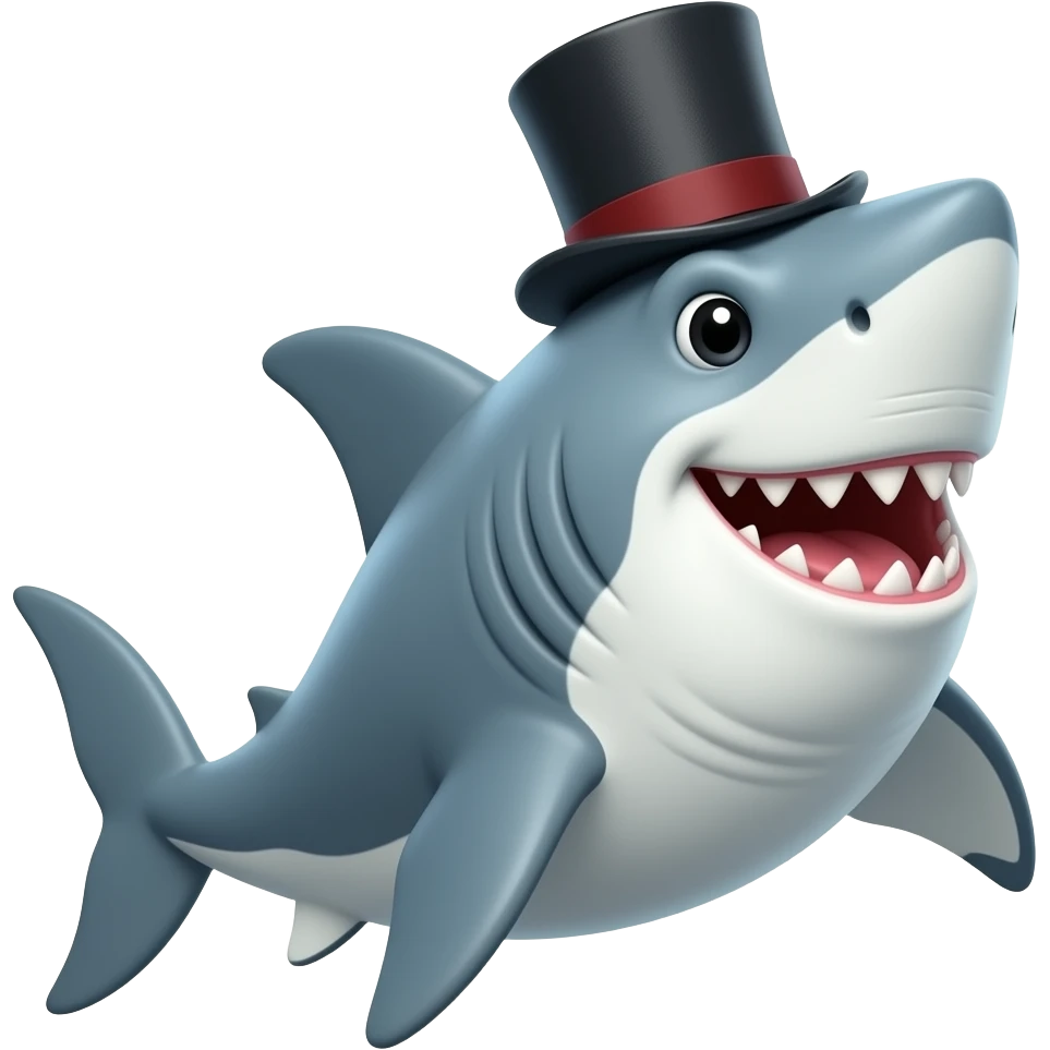 Shark with a top hat emoji