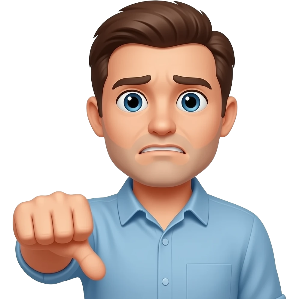 A disappointed man giving a thumbs-DOOOOWN emoji