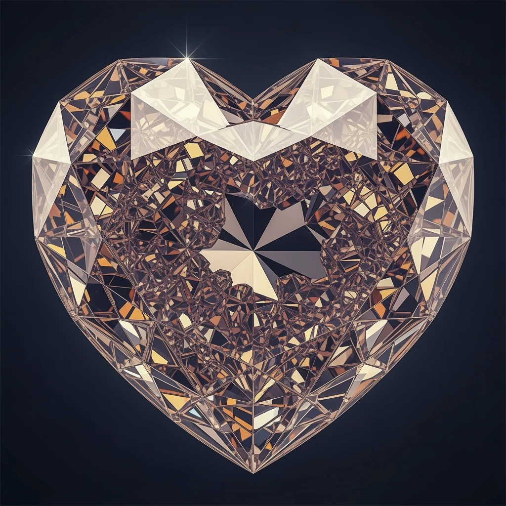 heart with a crystal texture, ultra detailed emoji