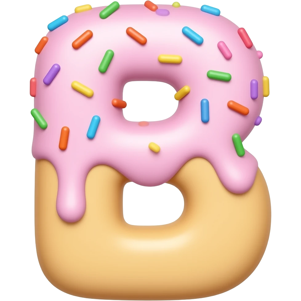 The letter 'B' iced like a cupcake emoji