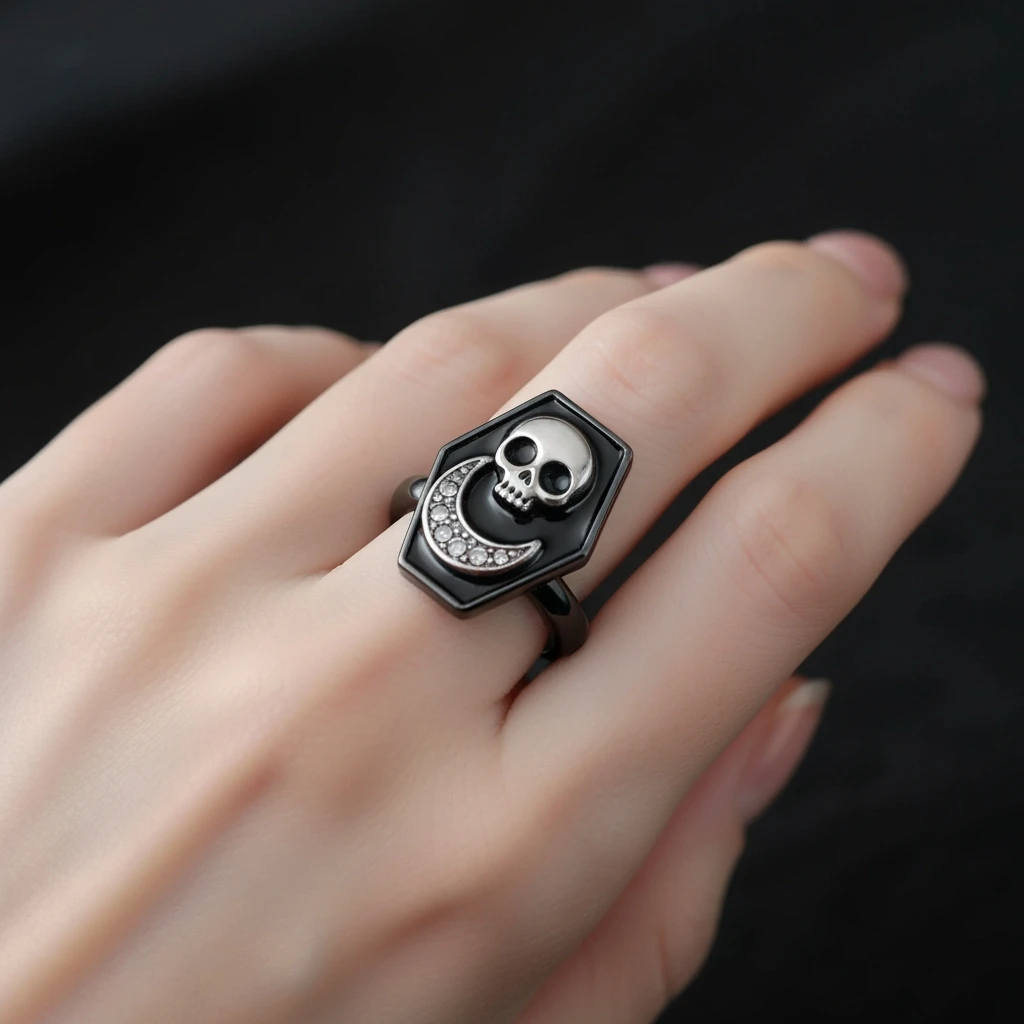 goth coffin ring, cute, expressive, minimal emoji