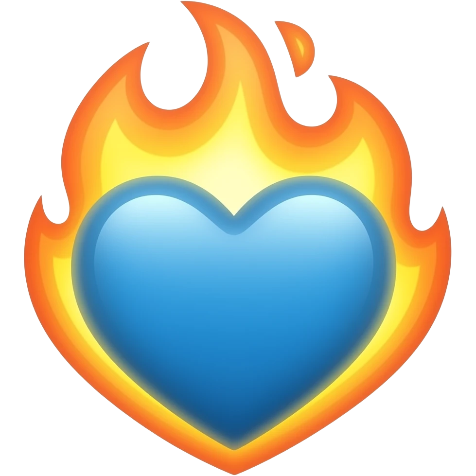 Corazón en llamas azul emoji