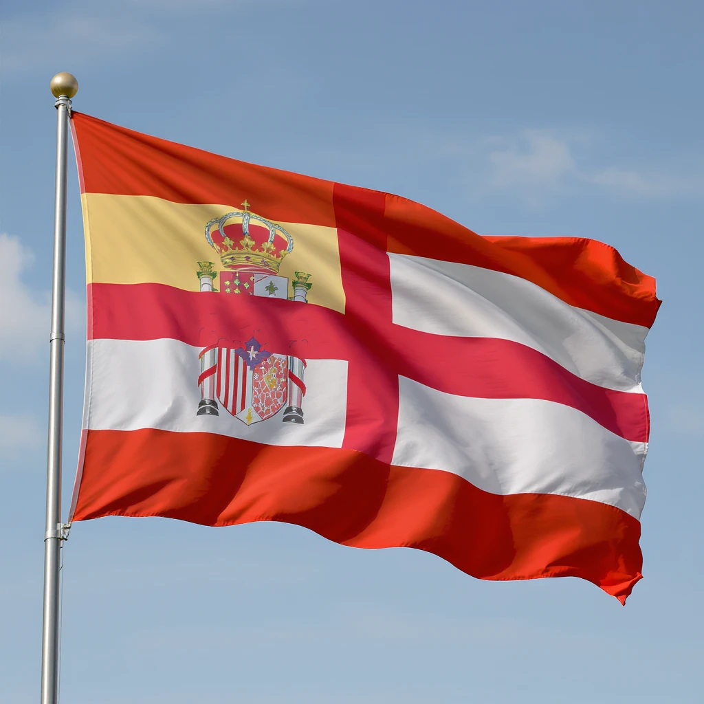 realistic waving flag of Sardinia with a red cross and four Moors' heads emoji