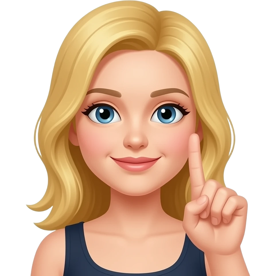 Woman with blonde hair holding their hand in front of their face making an L sign emoji