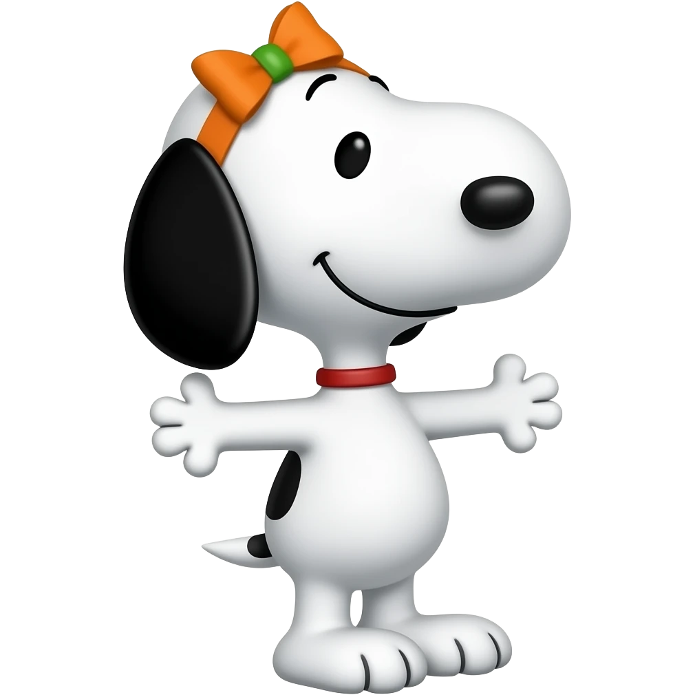 snoopy with orange and green bow emoji