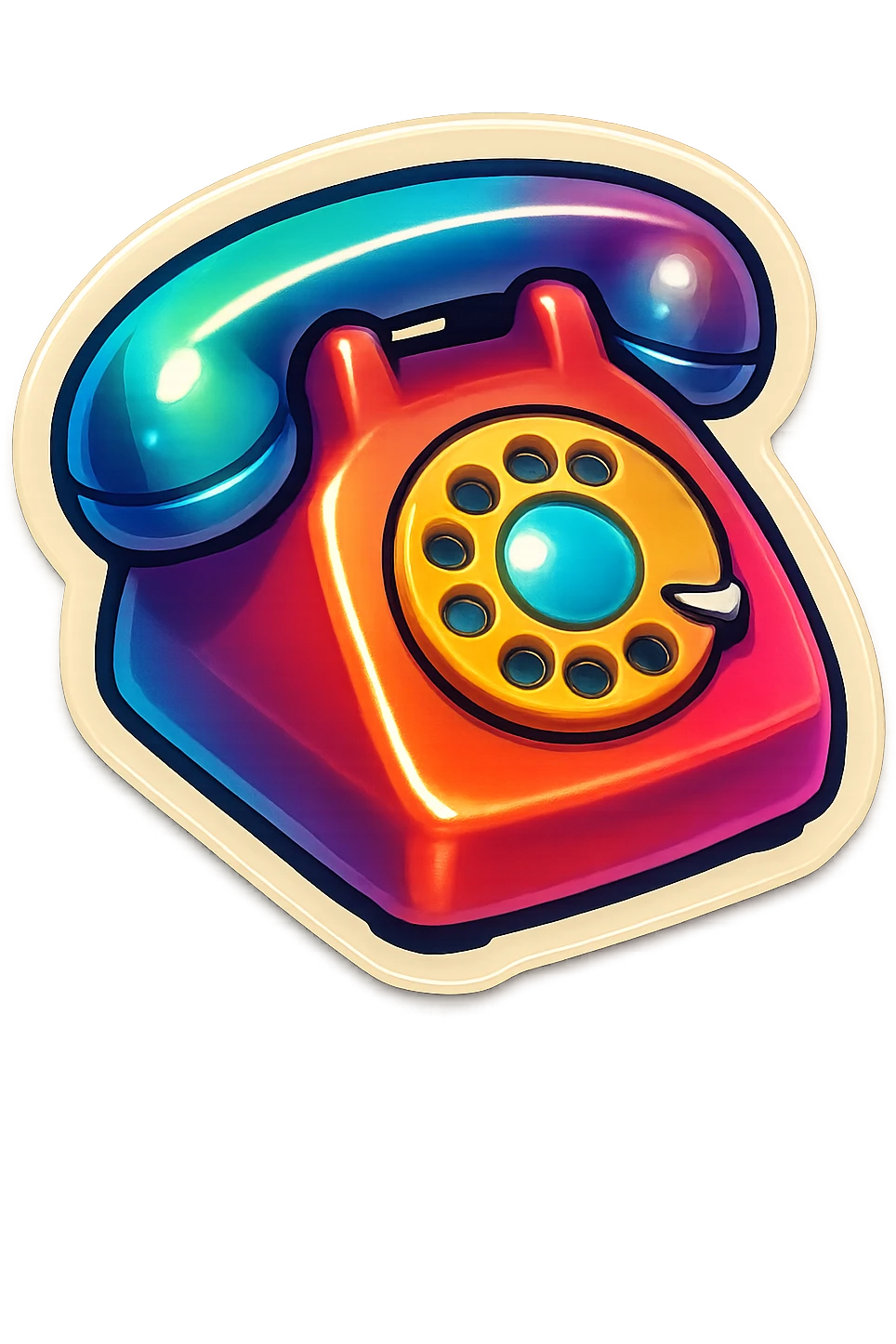 A retro phone sticker in retro stickers style, with a vintage design and bright colors emoji