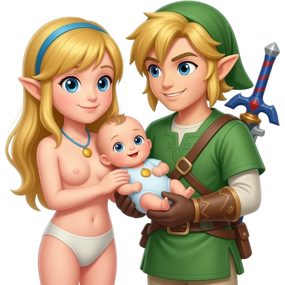 Zelda toute nue avec link lui aussi nue il font un bébé il ne l'ont pas encore mais sot entraîne de se reproduire tous nue même le bébé  TOUTE NUE le bébé est une fillet il ont to use 14ans safe Le bebe toujoure nue emoji