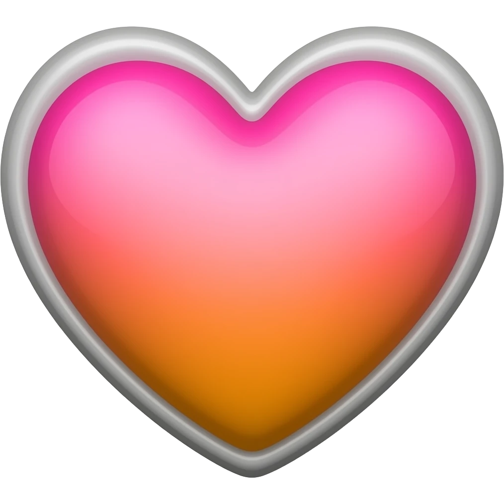 pink and orange ombre heart and gray emoji