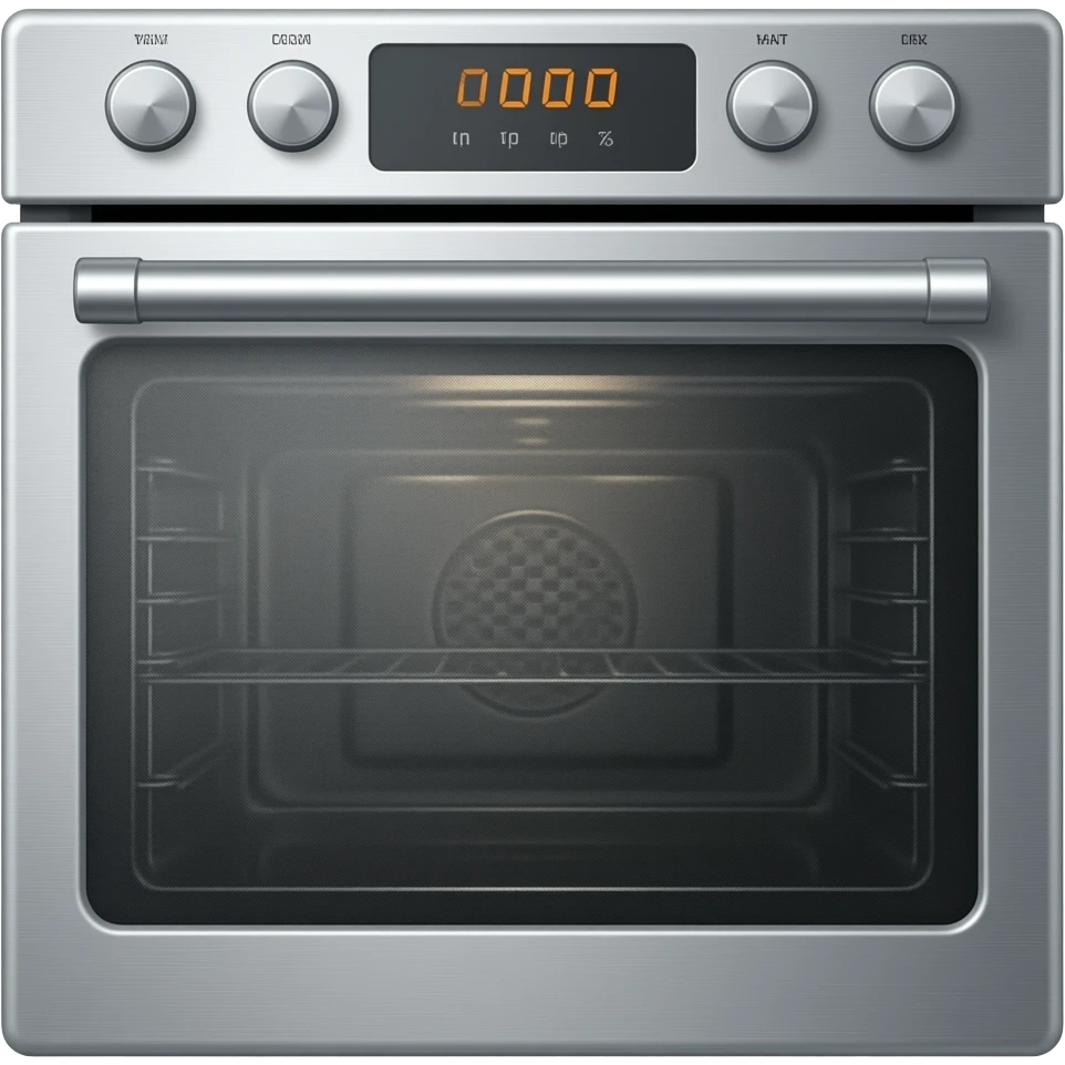 An extremely flat oven, consisting solely of surfaces with no business card details, is facing forward. emoji