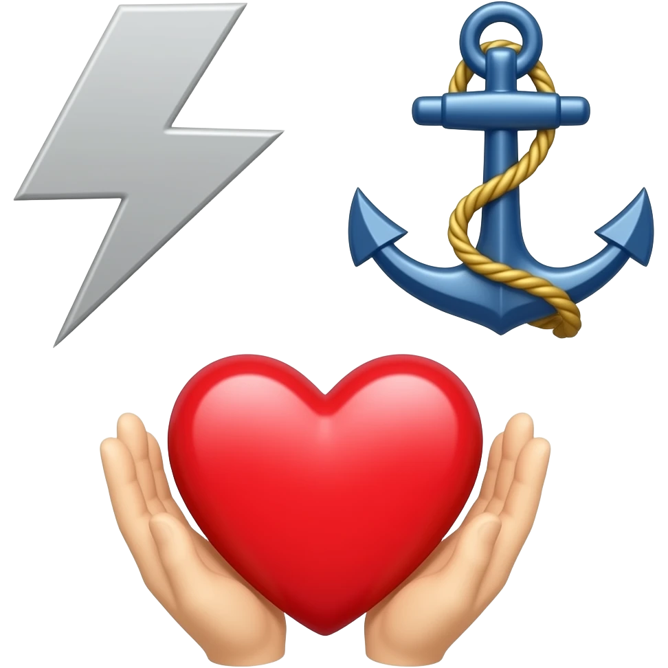 Chargers lightnening bolt emoji usn anchor emoji and heart hands emoji